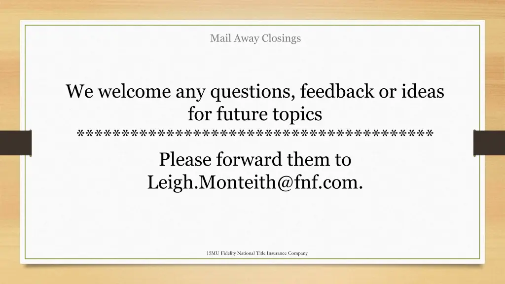 mail away closings 13