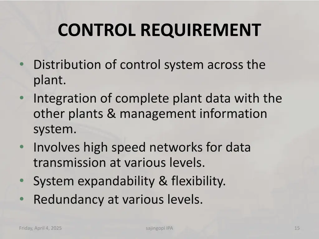 control requirement