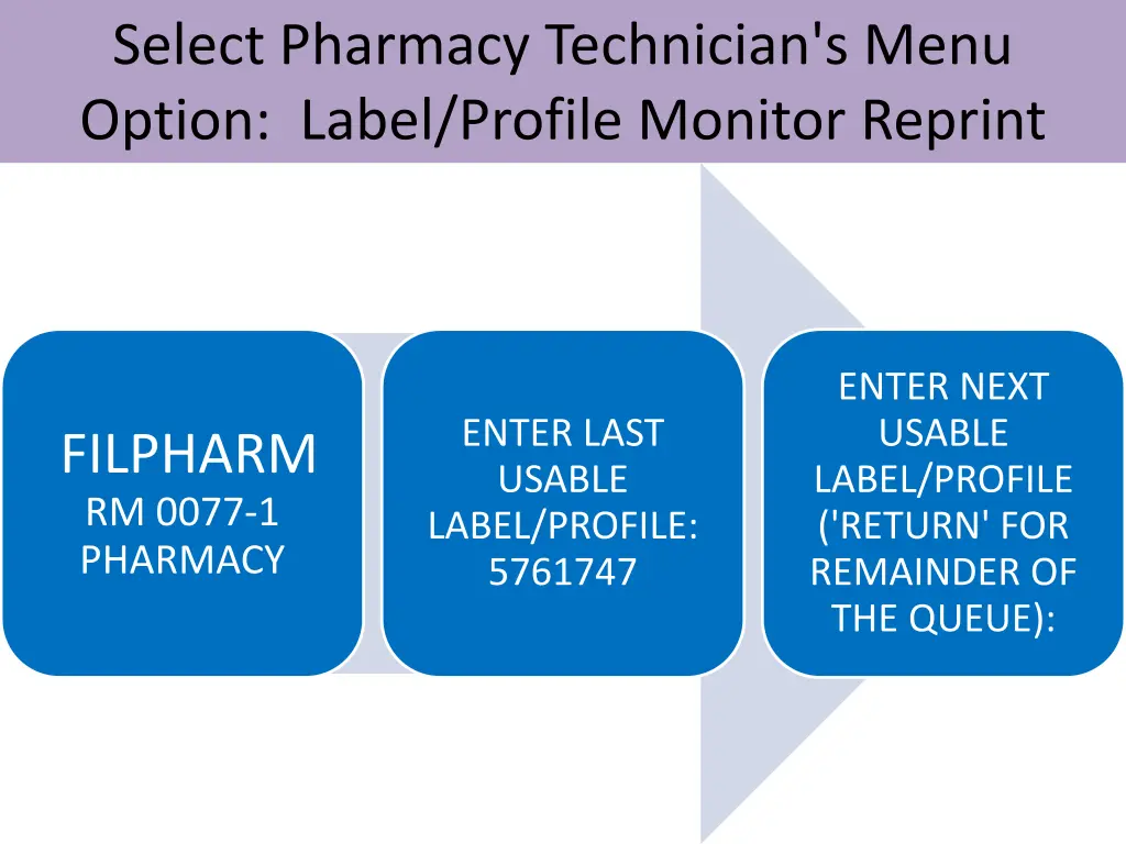 select pharmacy technician s menu option label 2