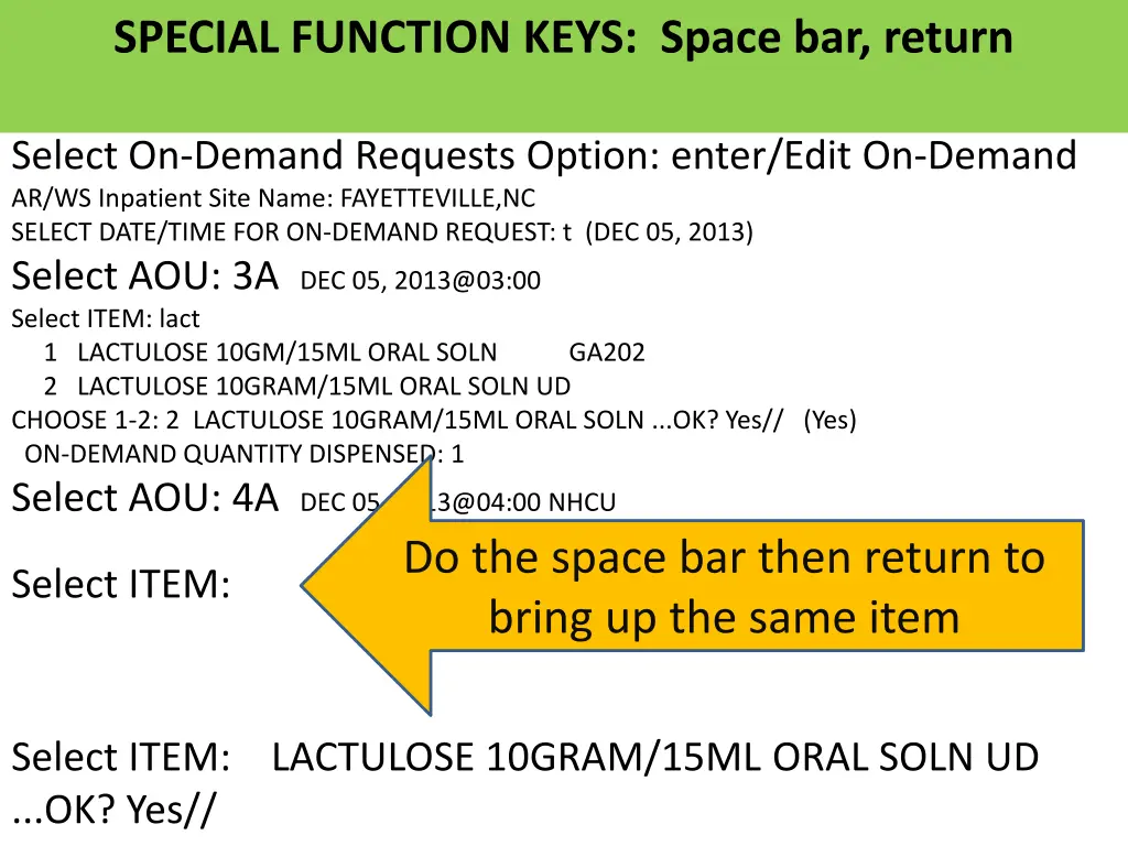 special function keys space bar return