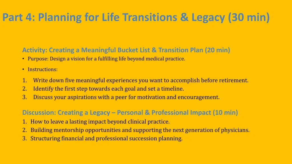 part 4 planning for life transitions legacy 30 min