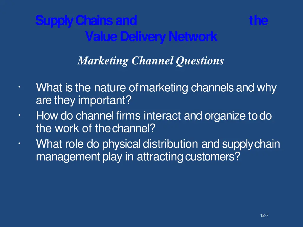 supply chainsand value deliverynetwork