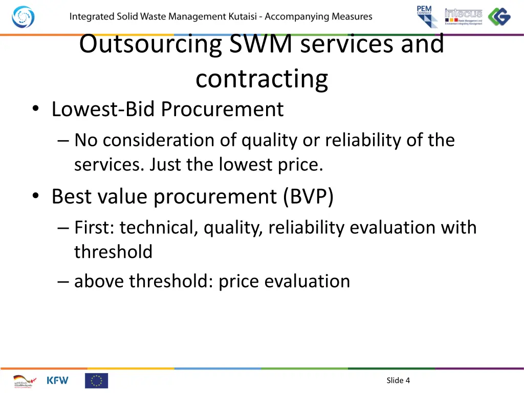 outsourcing swm services and contracting lowest