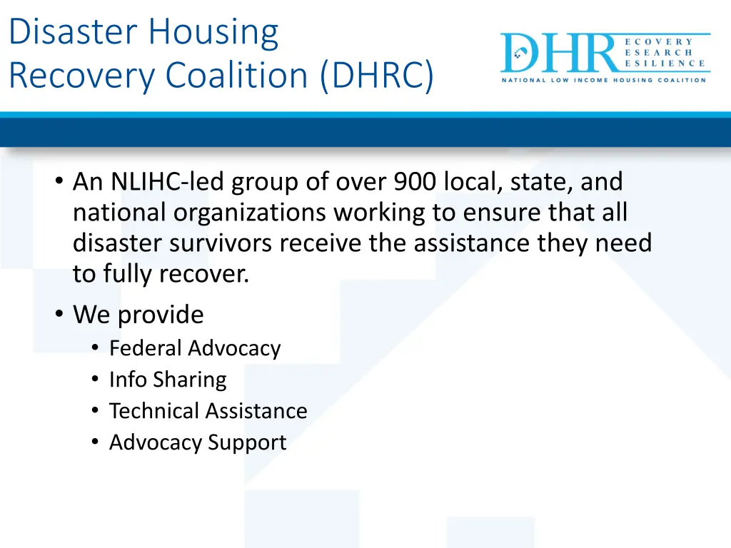disaster housing recovery coalition dhrc