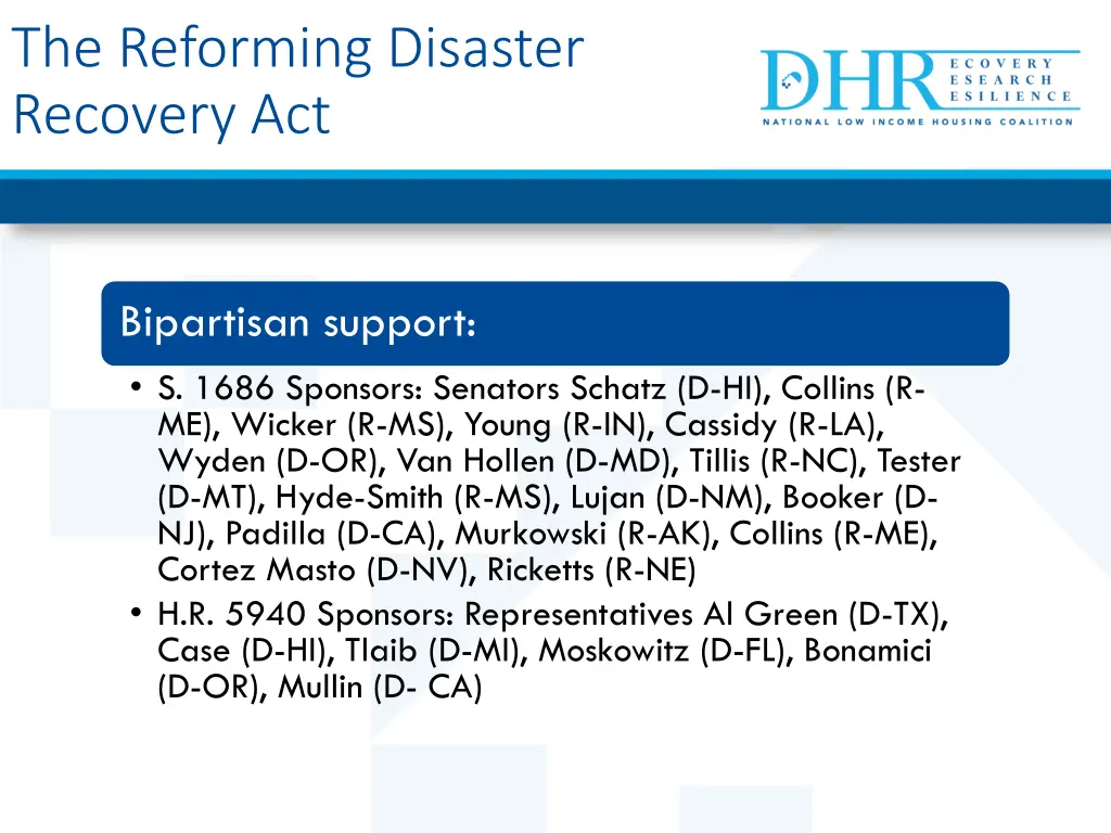 the reforming disaster recovery act 1