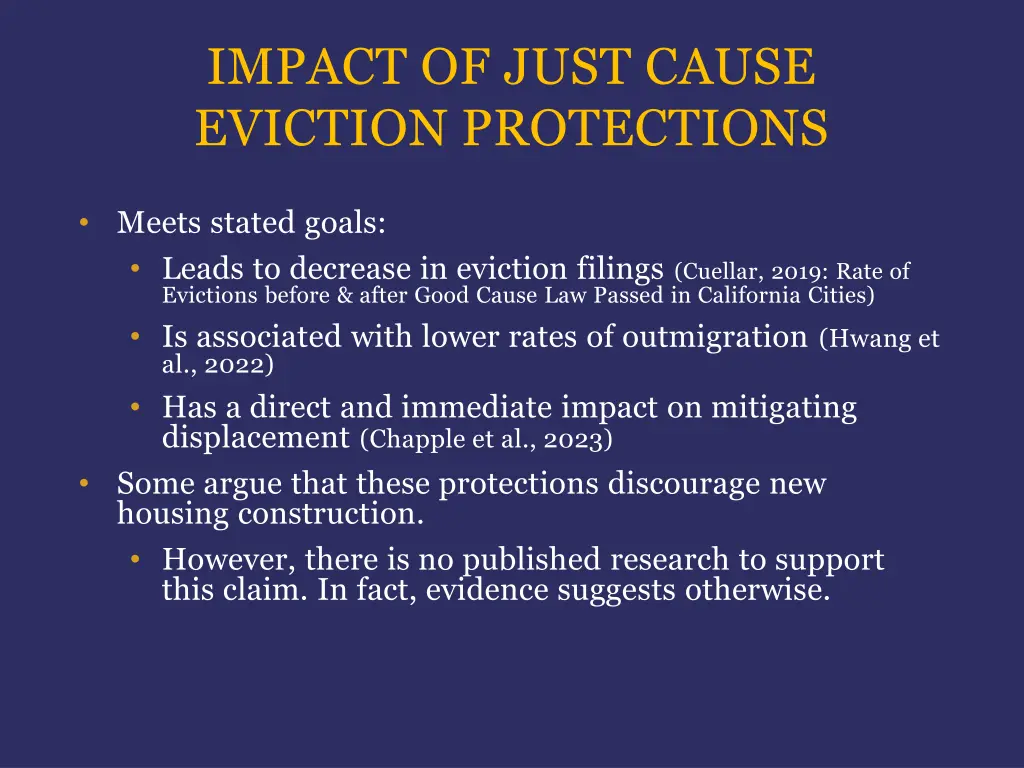 impact of just cause eviction protections