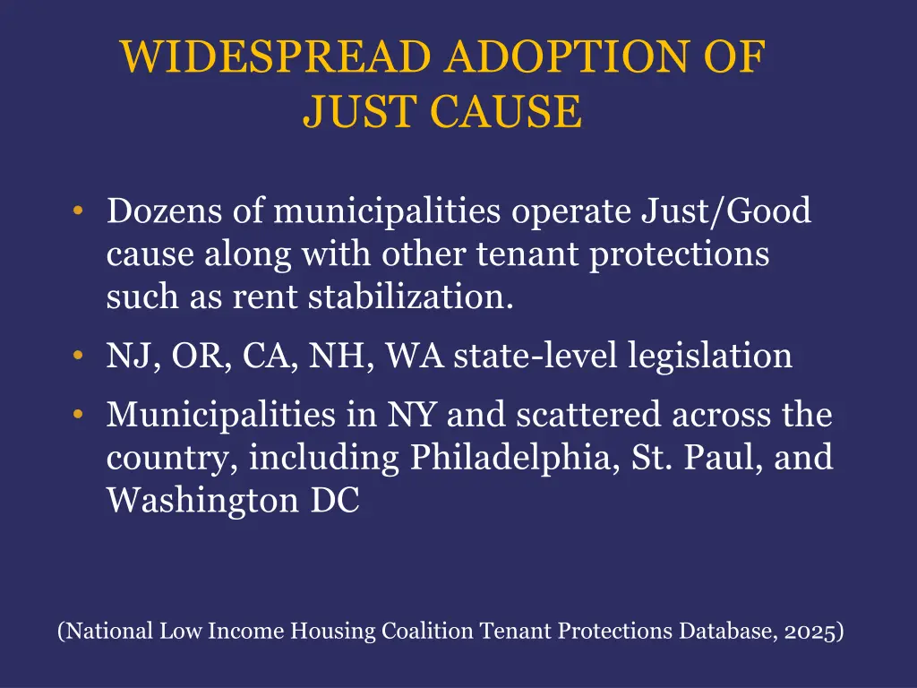 widespread adoption of just cause