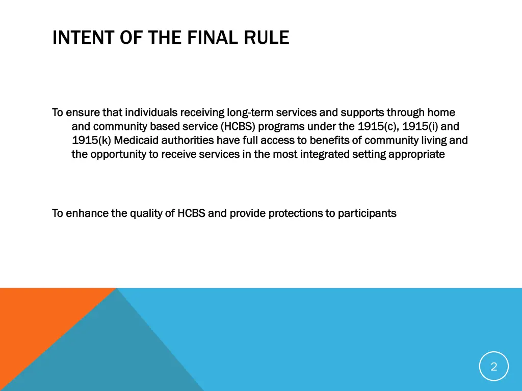 intent of the final rule