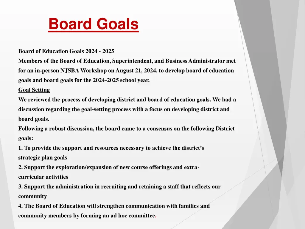 board goals