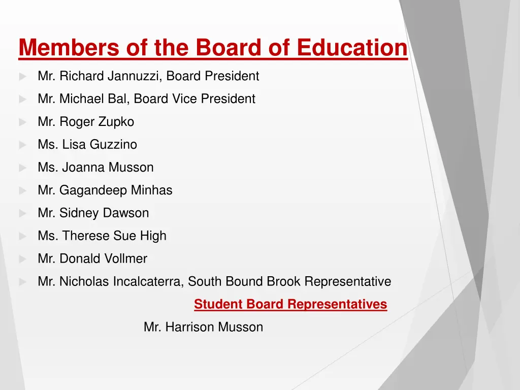 members of the board of education