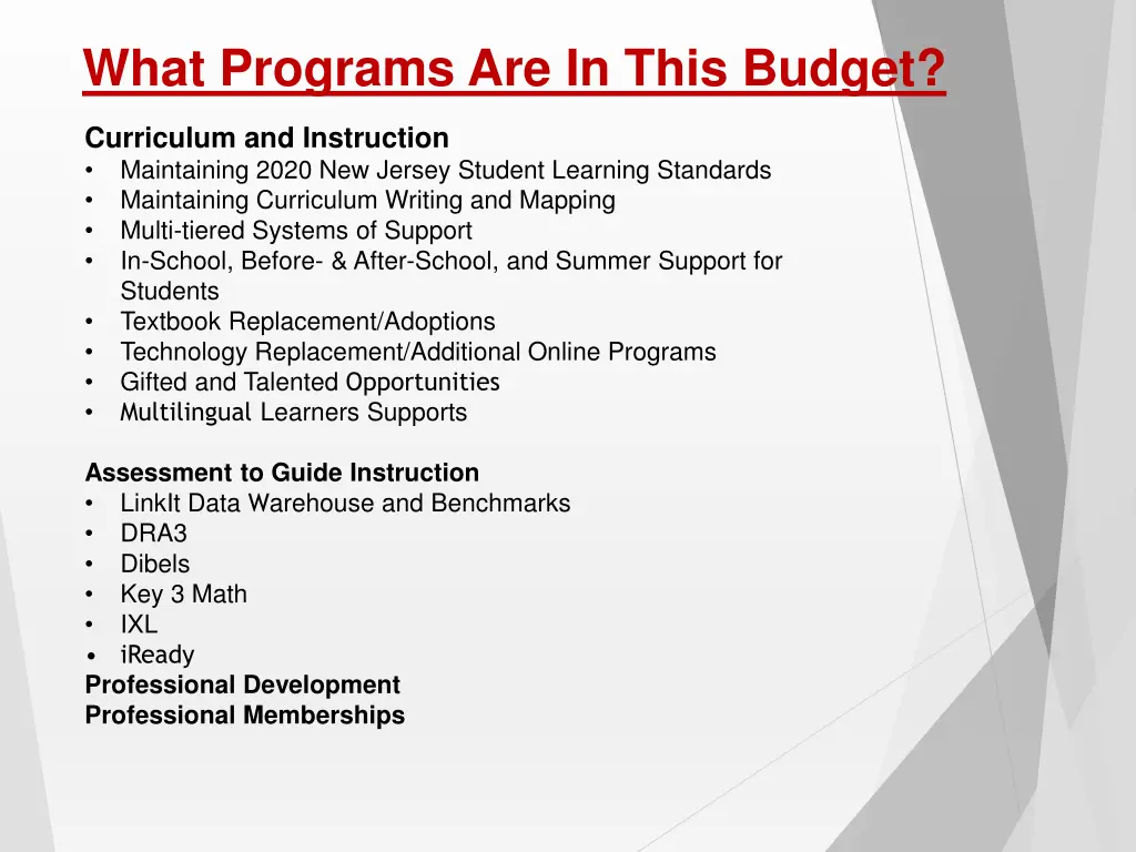 what programs are in this budget 3