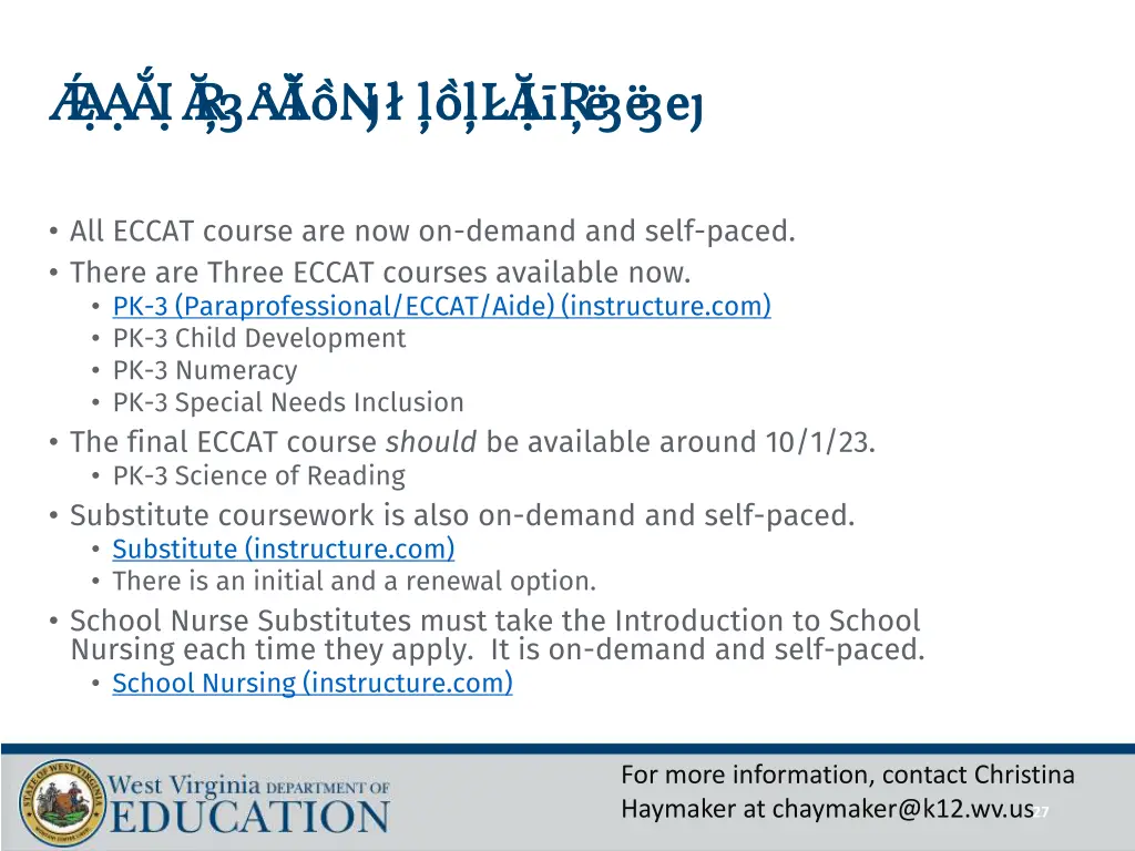 e ccat and sub sti tute trai ni ngs e ccat