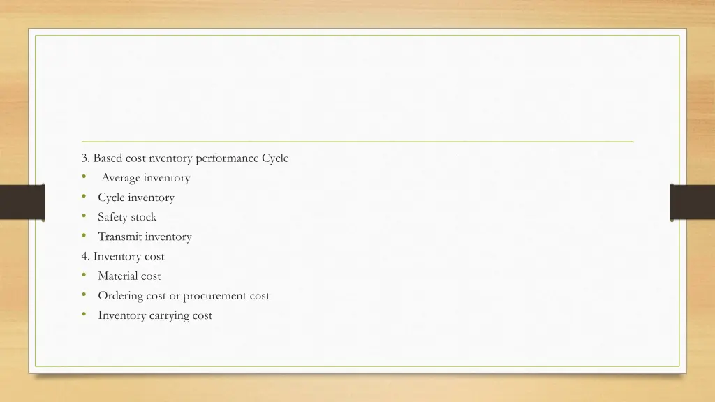 3 based cost nventory performance cycle average