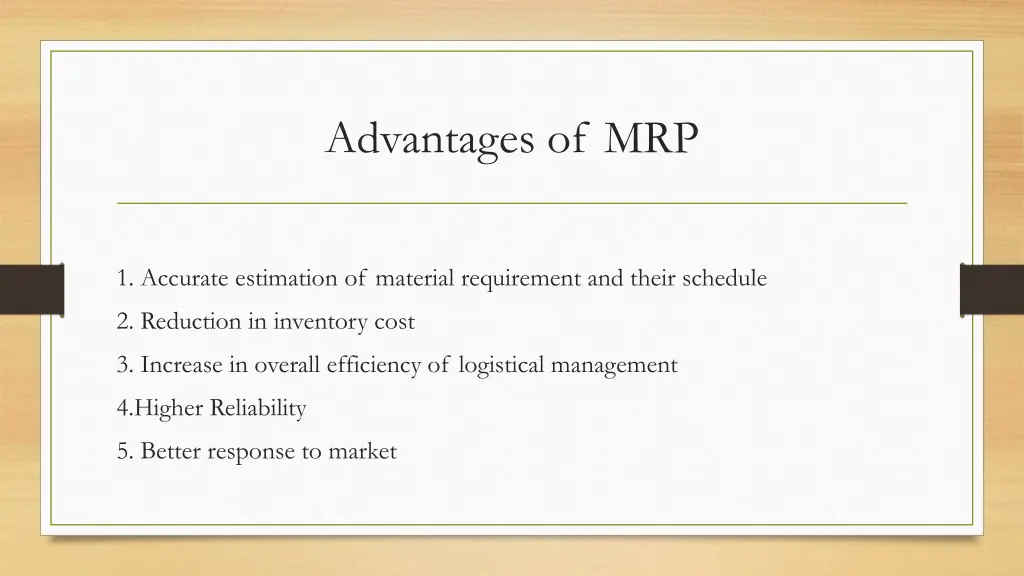 advantages of mrp