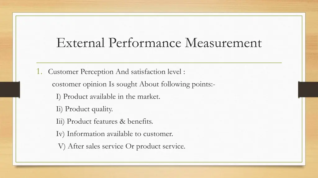external performance measurement