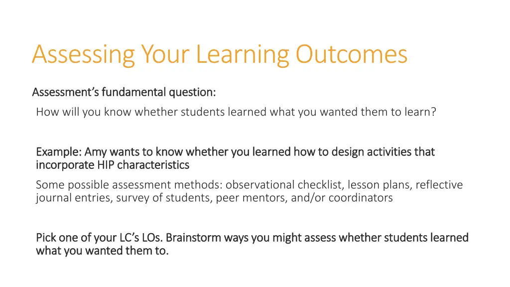 assessing your learning outcomes