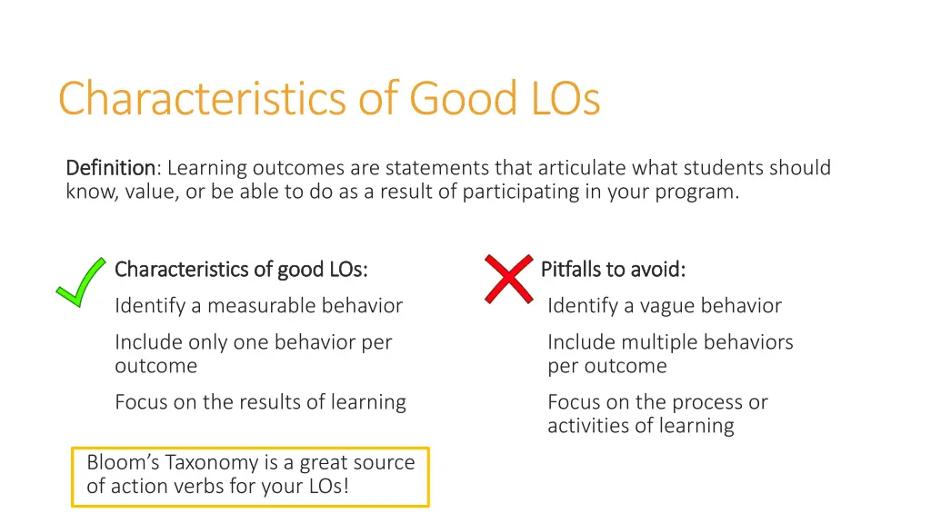 characteristics of good los