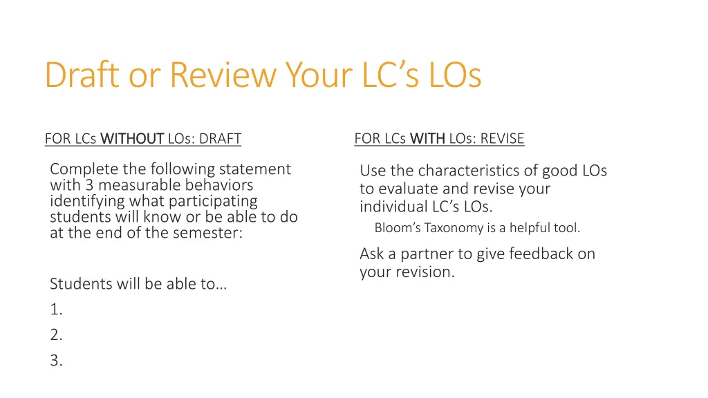 draft or review your lc s los
