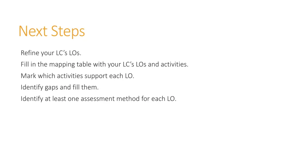 next steps