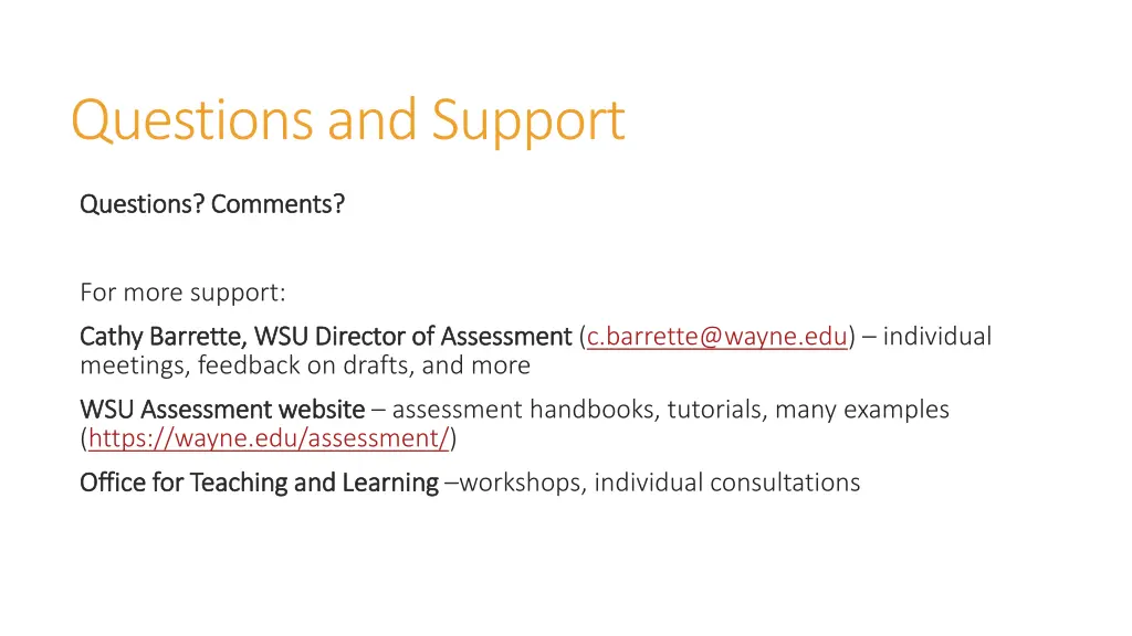 questions and support