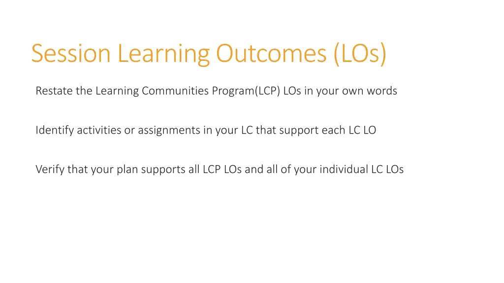 session learning outcomes los