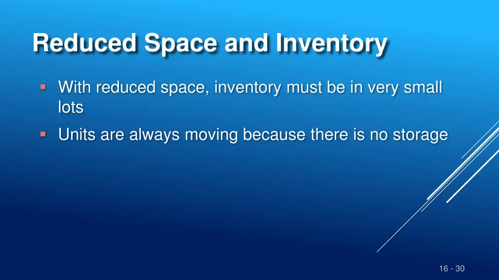 reduced space and inventory