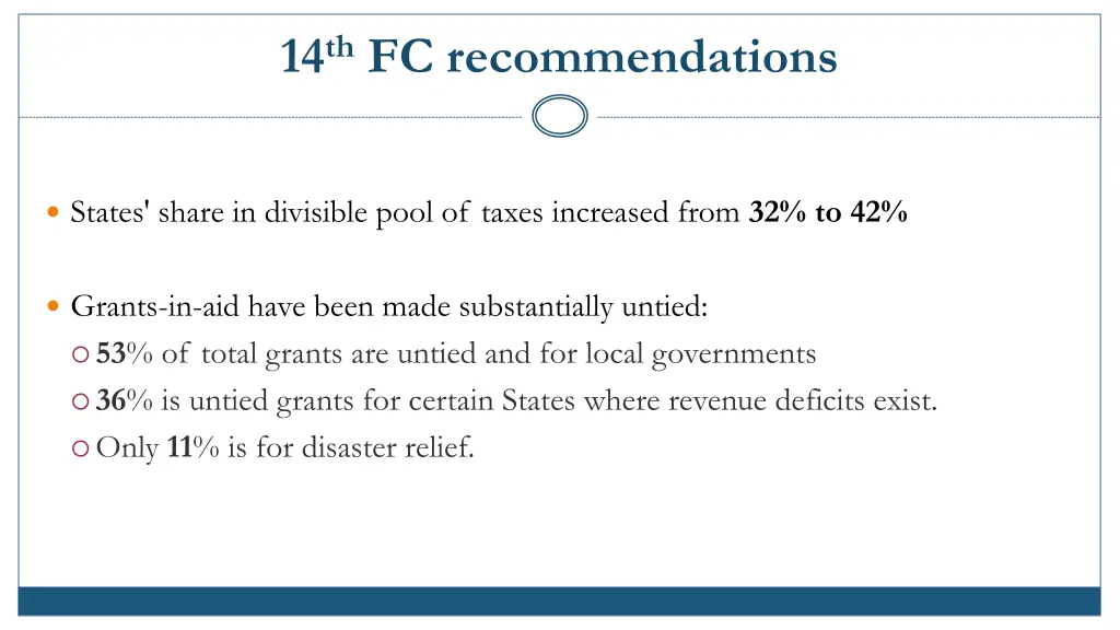 14 th fc recommendations