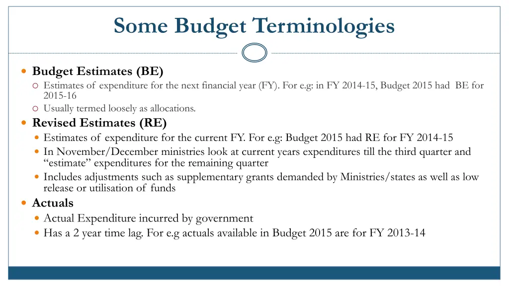 some budget terminologies