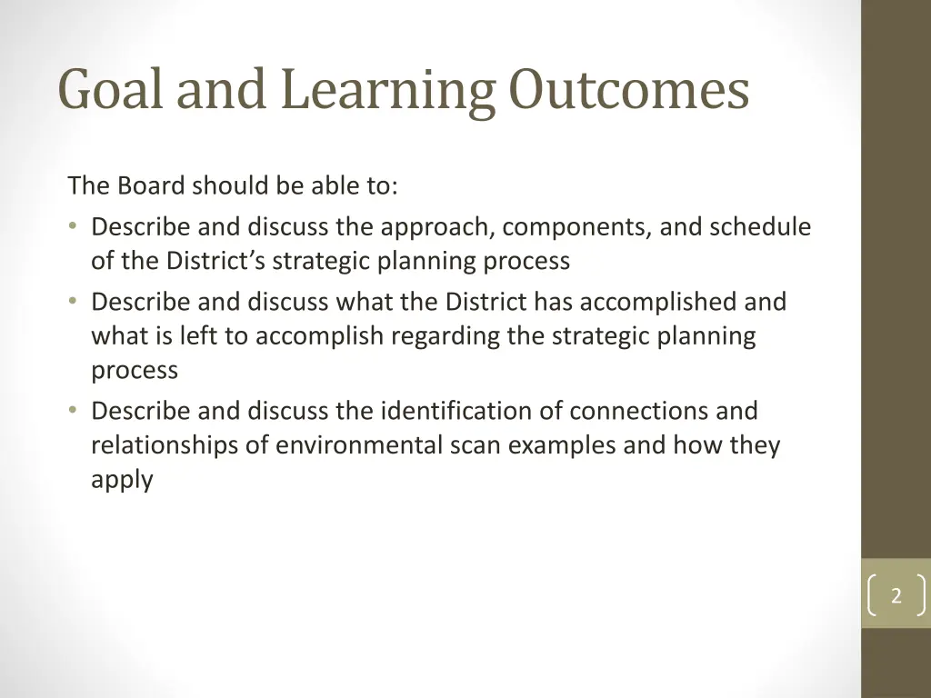 goal and learning outcomes