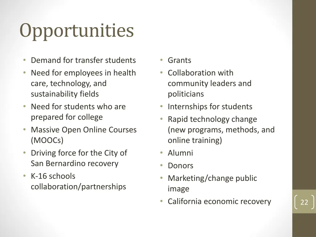 opportunities