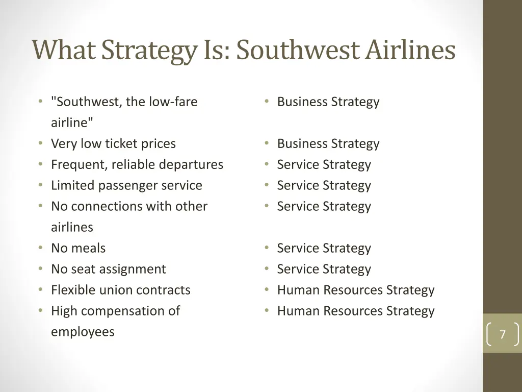 what strategy is southwest airlines