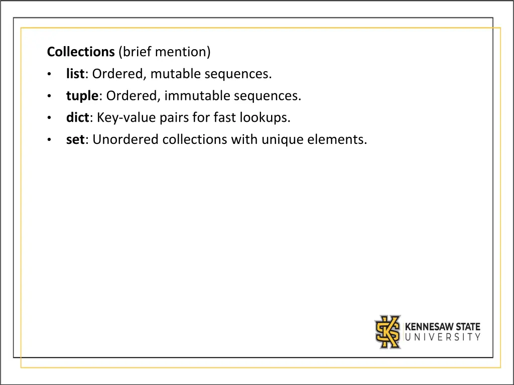 collections brief mention list ordered mutable