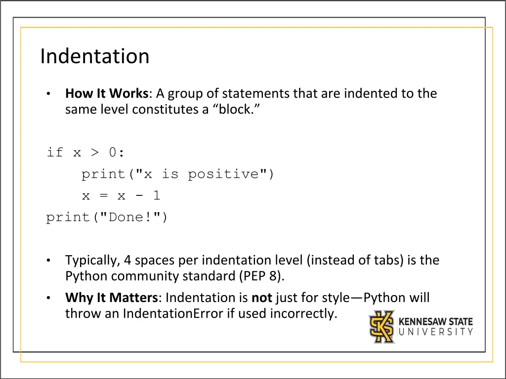 indentation