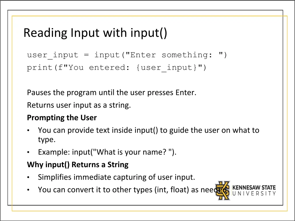reading input with input