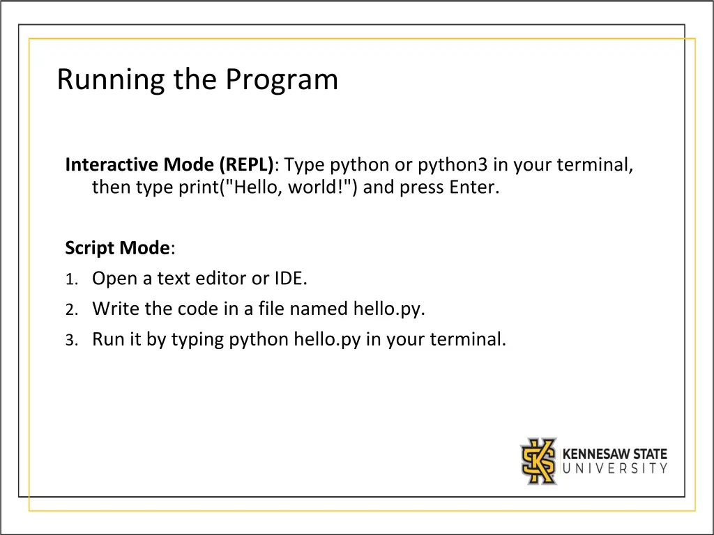 running the program