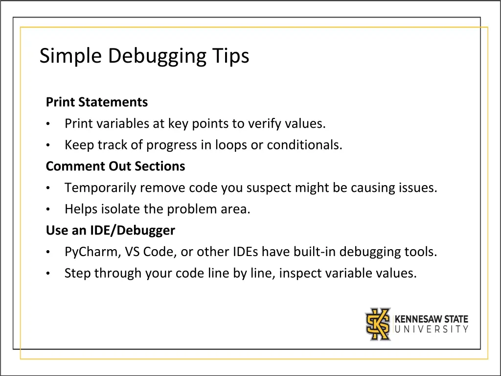 simple debugging tips