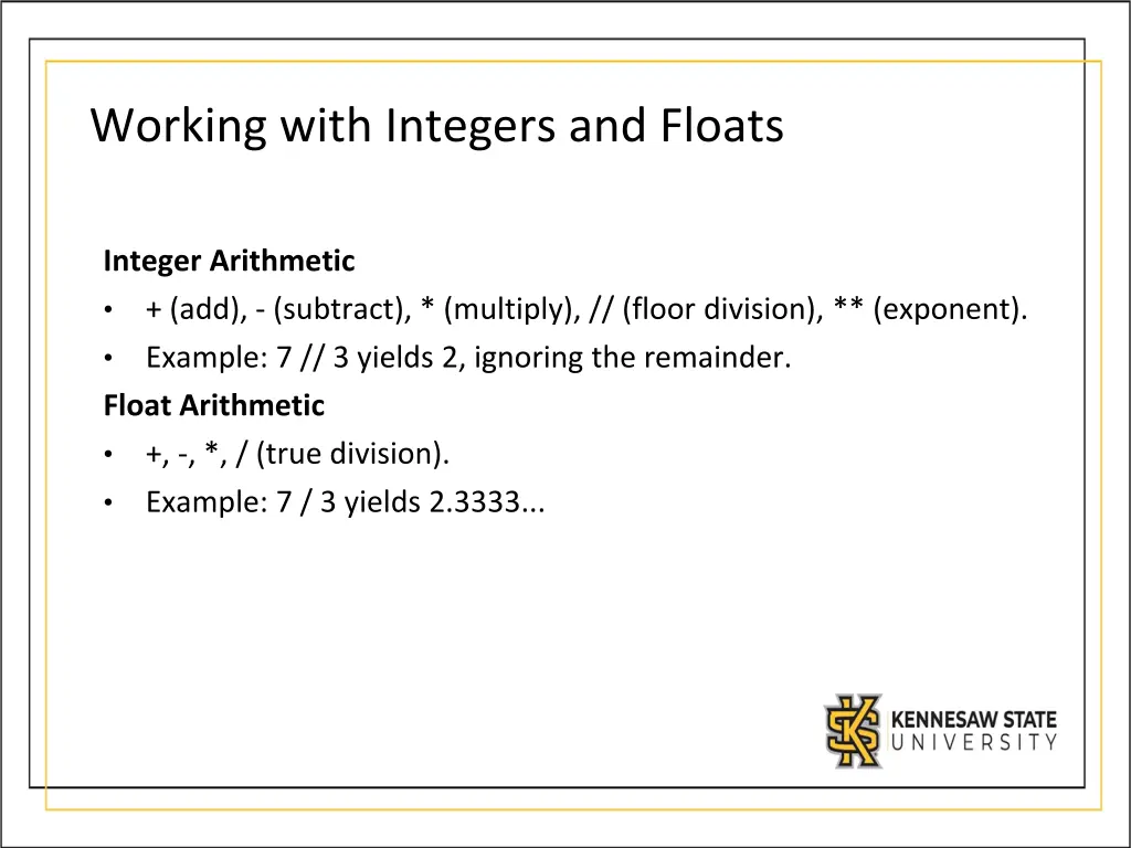 working with integers and floats