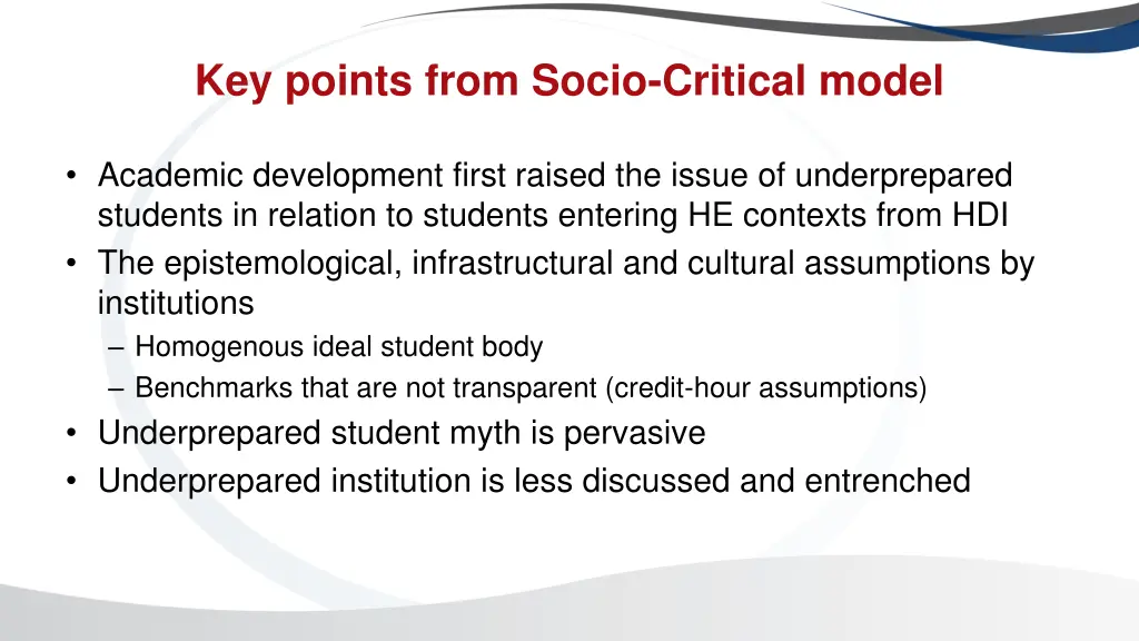 key points from socio critical model