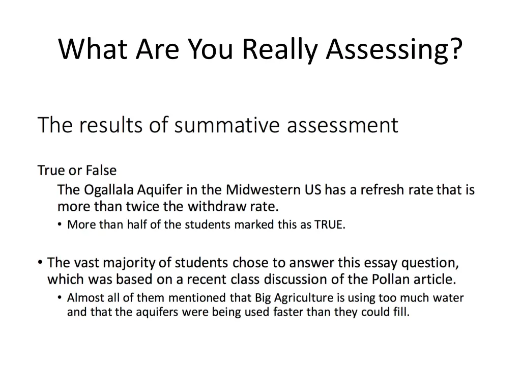 what are you really assessing