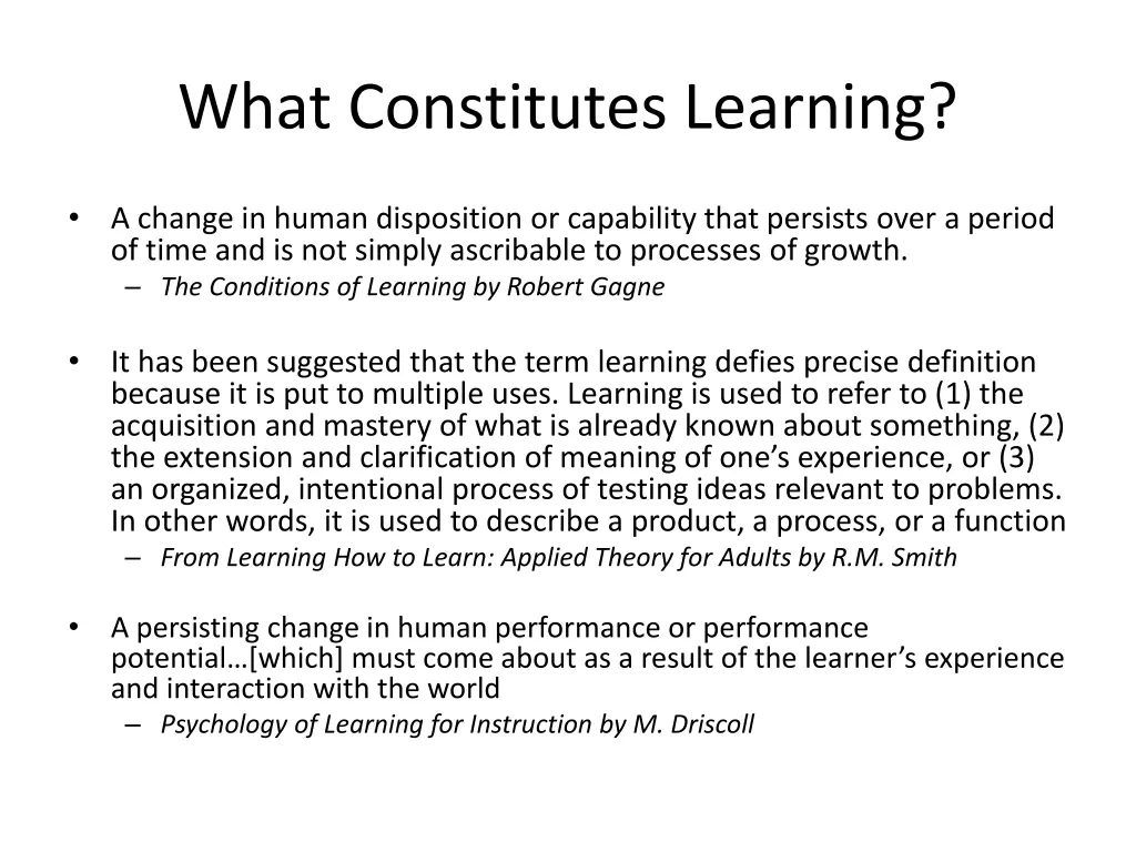 what constitutes learning