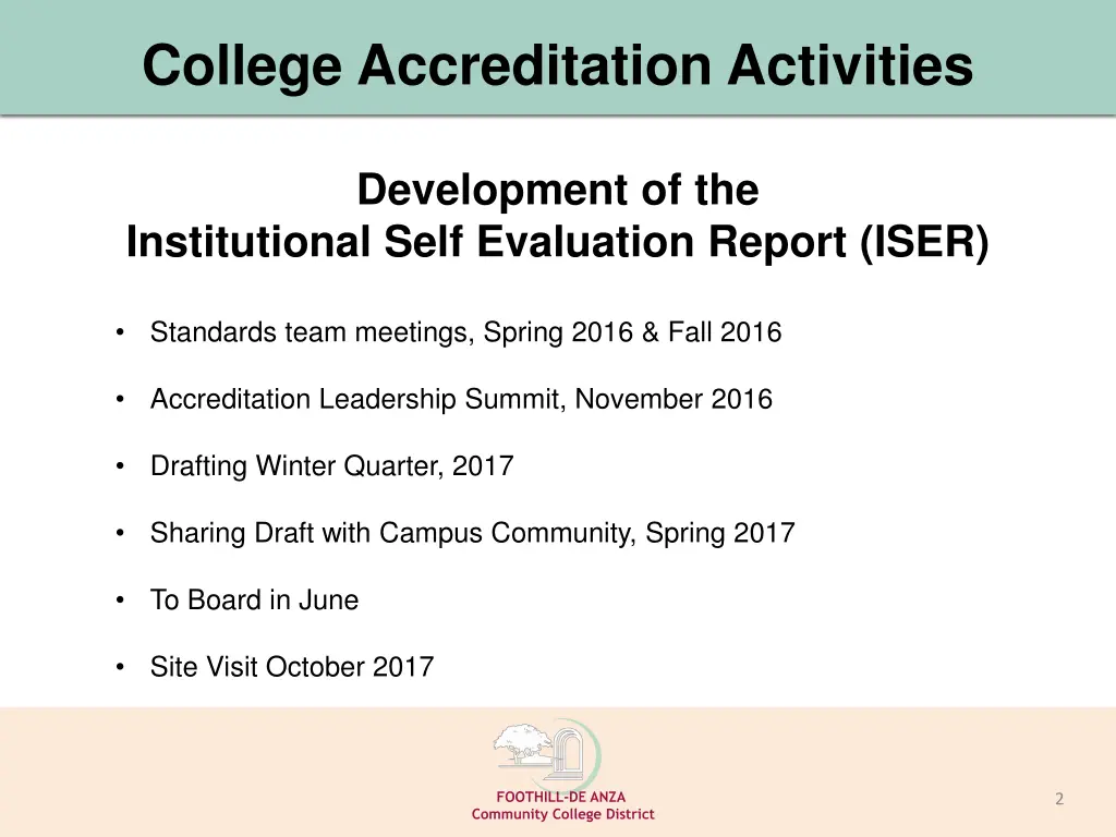 college accreditation activities