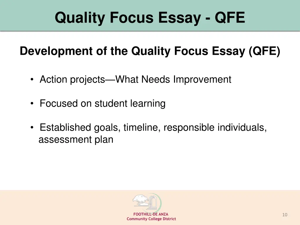 quality focus essay qfe