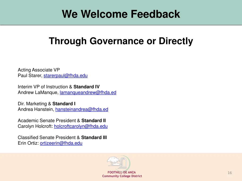 we welcome feedback