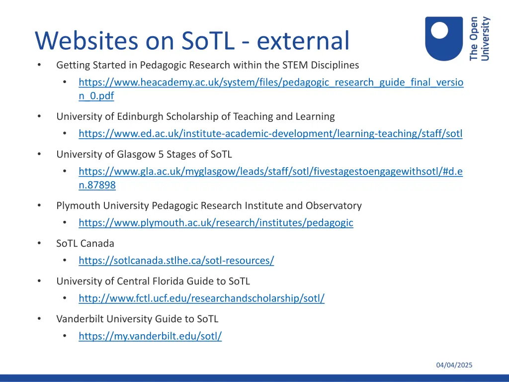 websites on sotl external getting started