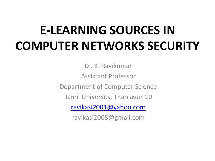 e learning sources in computer networks security