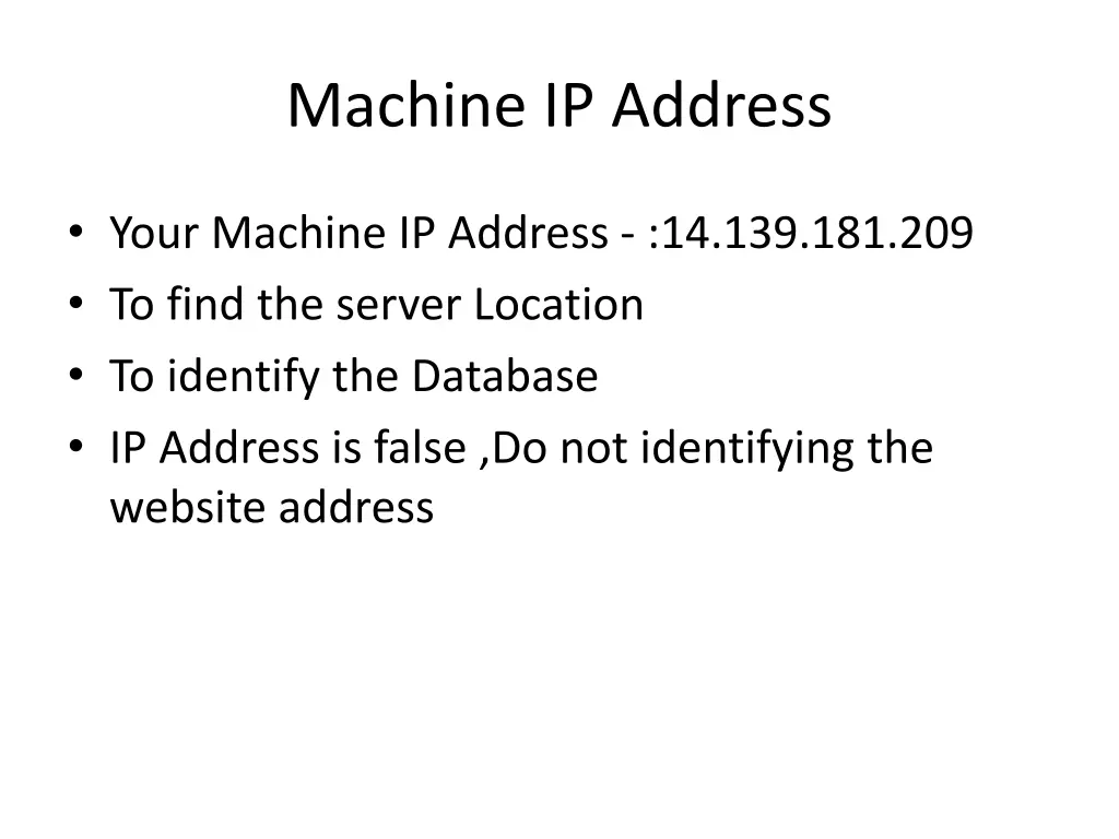 machine ip address