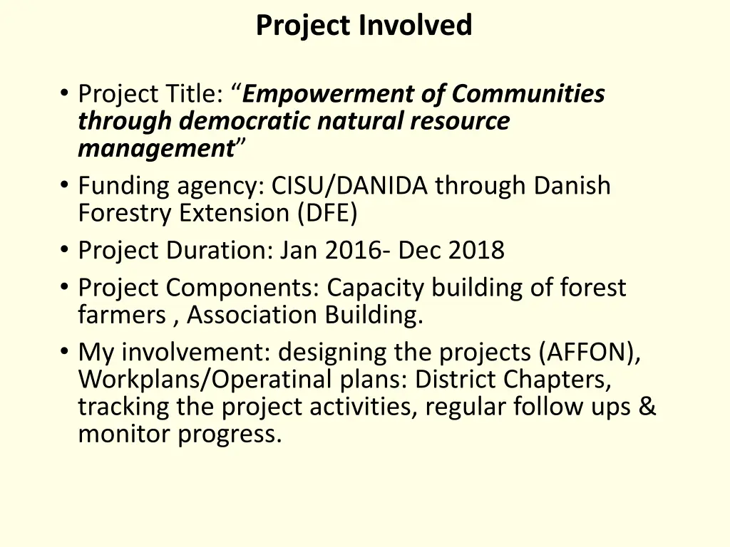 project involved
