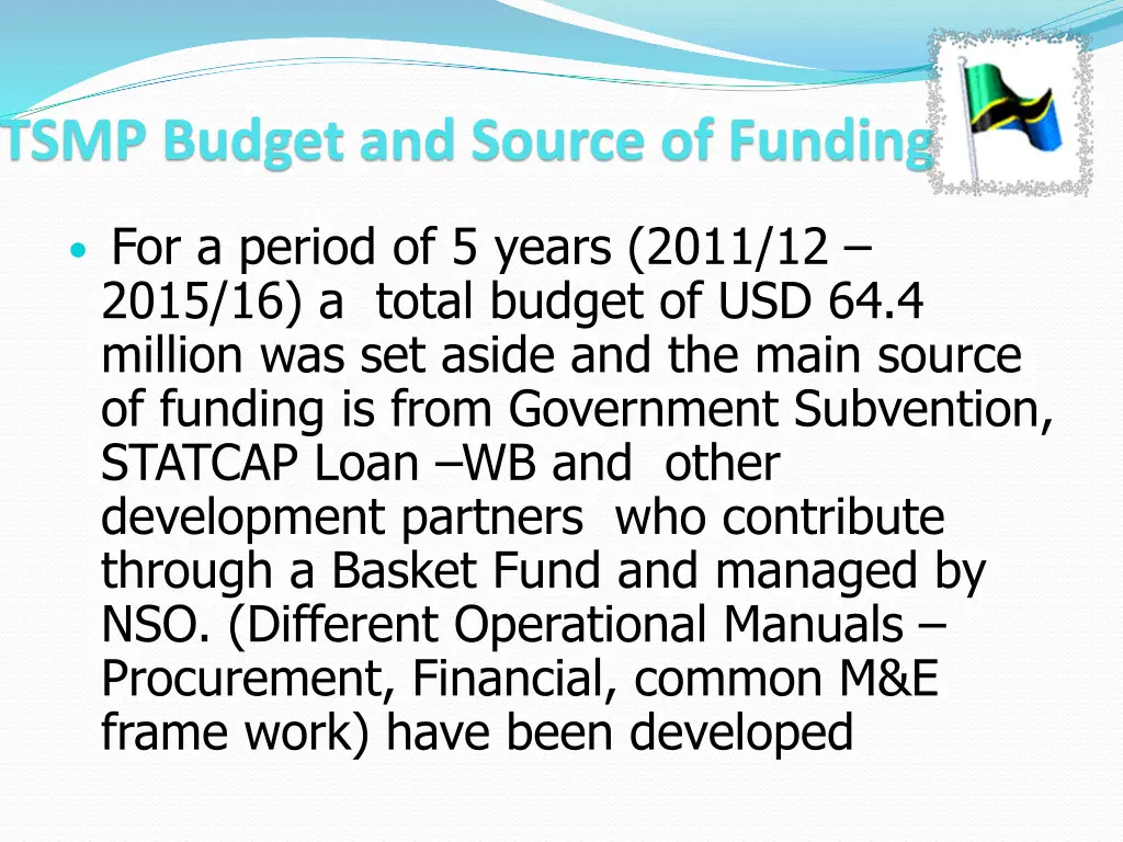 tsmp budget and source of funding