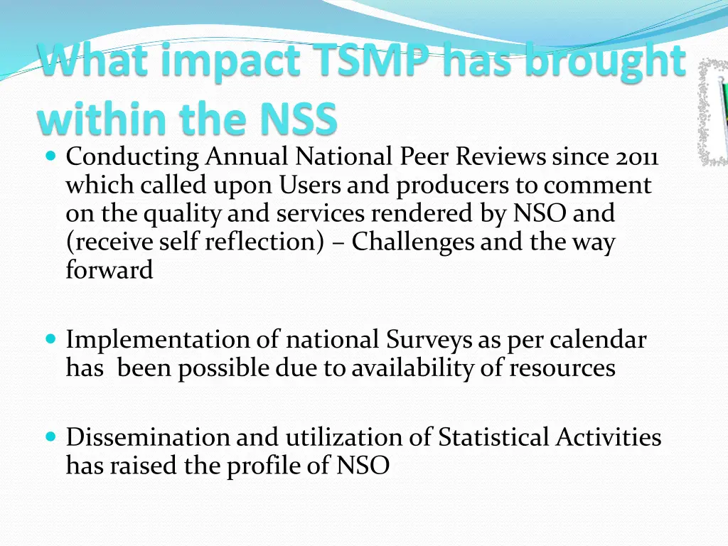 what impact tsmp has brought within
