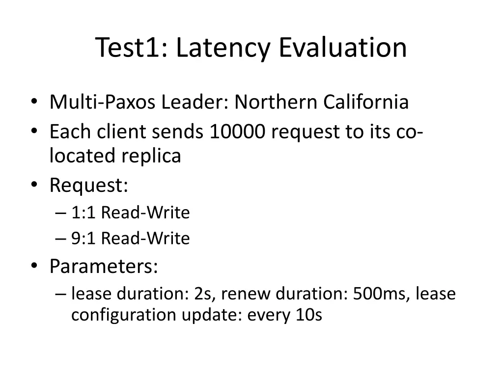 test1 latency evaluation